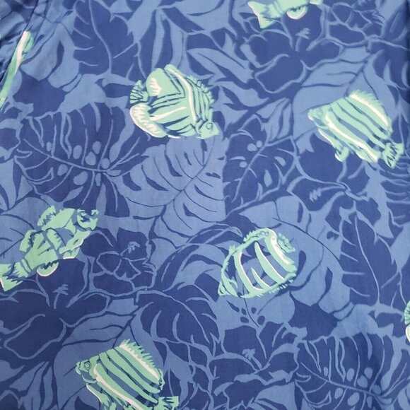 NWT Nautica Mens Classic Fit Stretch Button-Down Shirt XXL Blue Tropical Fish - Picture 4 of 10